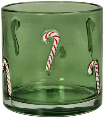 Kersten theelichthouder glas zuurstok 10x10cm groen - afbeelding 1