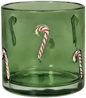 Kersten theelichthouder glas zuurstok 10x10cm groen - afbeelding 1
