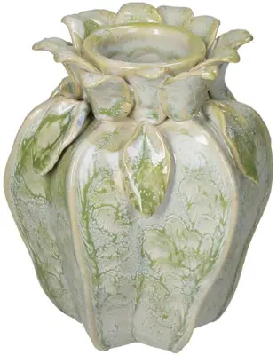 Kersten vaas aardewerk deco 11.5x10x15cm groen - afbeelding 1