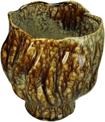 Kersten vaas aardewerk deco 21x24cm bruin - afbeelding 1