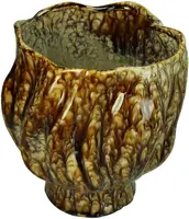 Kersten vaas aardewerk deco 21x24cm bruin - afbeelding 1