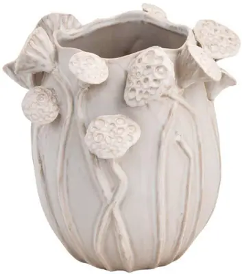 Kersten vaas aardewerk lotus 26.5x25.5x26.5cm wit