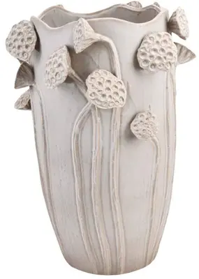 Kersten vaas aardewerk lotus 27.5x25.5x35cm wit