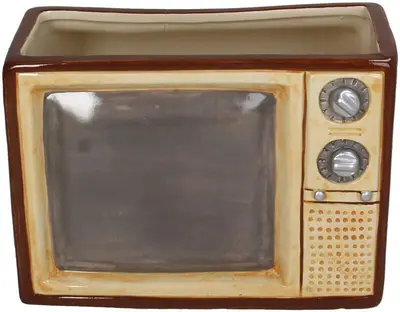 Kersten vaas aardewerk retro tv 21x16.5x15cm multi - afbeelding 1