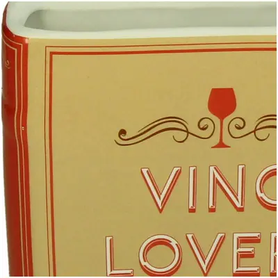 Kersten vaas aardewerk vino lovers 14.5x5.5x18cm beige, rood - afbeelding 3