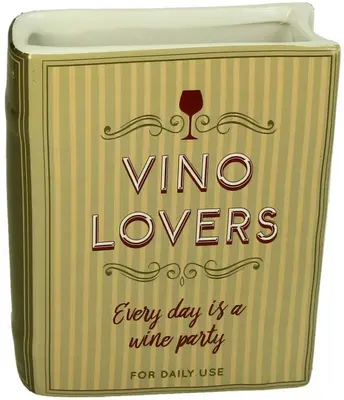 Kersten vaas aardewerk vino lovers 14.5x5.5x18cm multi - afbeelding 2