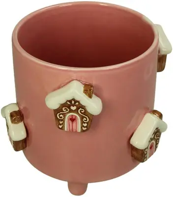 Kersten vaas dolomiet peperkoekhuis 16.5x15cm multi - afbeelding 1
