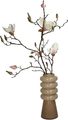 Kersten vaas glas rond 12x30cm beige - afbeelding 2