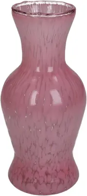 Kersten vaas glas rond 8x16cm roze