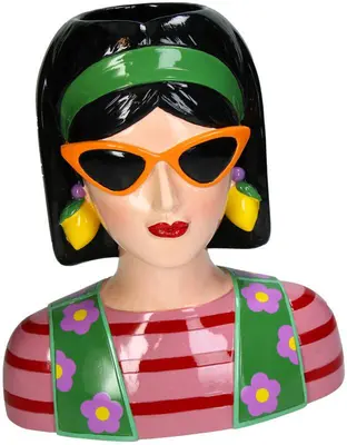 Kersten vaas polyresin fashion lady 25.5x15x29cm multi - afbeelding 1