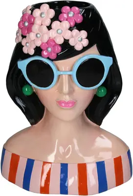 Kersten vaas polyresin fashion lady 25x13x30cm multi