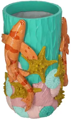 Kersten vaas polyresin vis 19x17x28cm multi - afbeelding 1