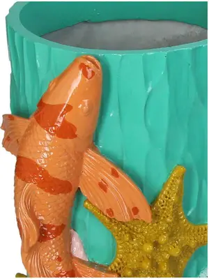 Kersten vaas polyresin vis 19x17x28cm multi - afbeelding 2