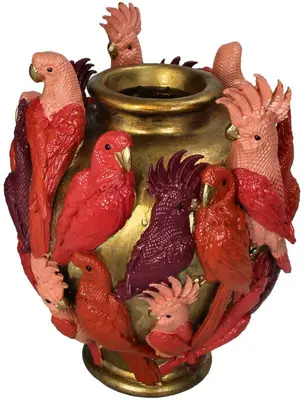 Kersten vaas polyresin vogels 24.5x24.5x30cm multi