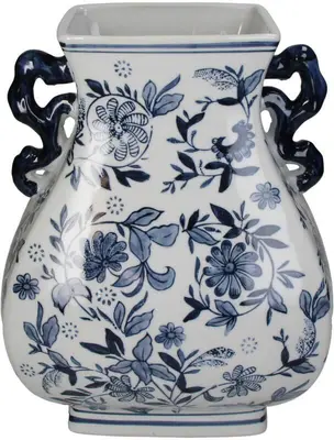 Kersten vaas porselein deco 24.5x21.5x30cm blauw - afbeelding 1