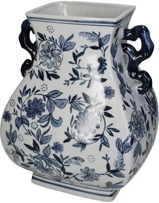 Kersten vaas porselein deco 24.5x21.5x30cm blauw - afbeelding 2