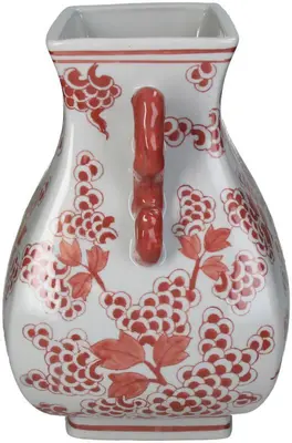 Kersten vaas porselein deco 24.5x21.5x30cm rood - afbeelding 3