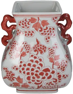 Kersten vaas porselein deco 24.5x21.5x30cm rood - afbeelding 1