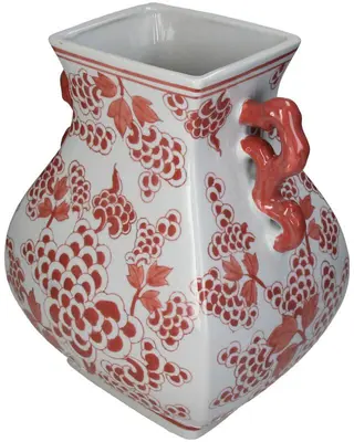 Kersten vaas porselein deco 24.5x21.5x30cm rood - afbeelding 2