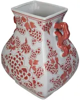 Kersten vaas porselein deco 24.5x21.5x30cm rood - afbeelding 2