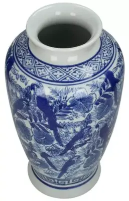 Kersten vaas porselein delfts blauw 16x31cm blauw, wit - afbeelding 2