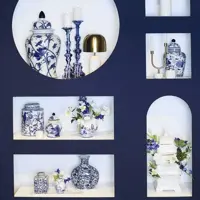 Kersten vaas porselein dutch delight 25x9x30.5cm blauw - afbeelding 5