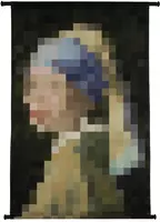 Kersten wanddoek velours meisje met de parel 83x110cm blauw - afbeelding 1