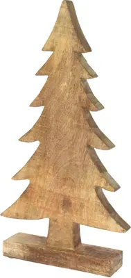 Kerstfiguur hout kerstboom 23.5x5.5x40.5cm naturel