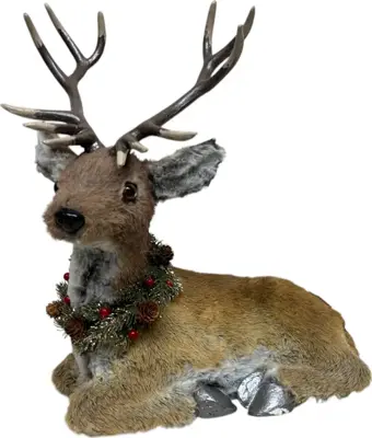 Kerstfiguur kunststof hert liggend 47x27x50cm bruin
