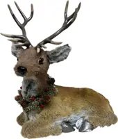 Kerstfiguur kunststof hert liggend 47x27x50cm bruin