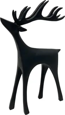 Kerstfiguur kunststof hert staand 15x5x27cm zwart