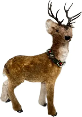 Kerstfiguur kunststof hert staand 23x10x39cm bruin