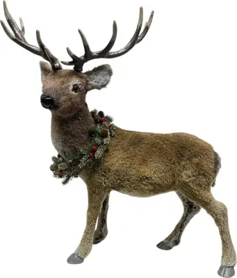 Kerstfiguur kunststof hert staand 63x17x75cm bruin
