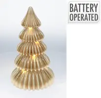 Kerstfiguur kunststof kerstboom led 18x18x33cm goud kopen?