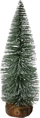Kerstfiguur kunststof kerstboom sneeuw 5x5x15cm groen