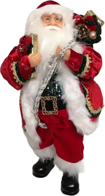 Kerstfiguur kunststof kerstman 15x20x45cm rood