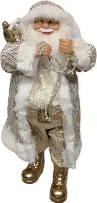 Kerstfiguur kunststof kerstman 20x23x60cm crème
