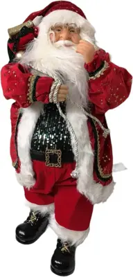 Kerstfiguur kunststof kerstman 20x23x60cm rood