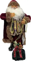 Kerstfiguur kunststof kerstman charel 27x32x81cm bordeauxrood kopen?