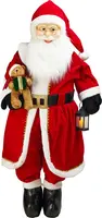 Kerstfiguur kunststof kerstman led met muziek 40x35x200cm rood, wit - afbeelding 1