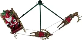 Kerstfiguur kunststof kerstman met rendier en slee met kerstboomstandaard 79x45x30cm rood, bruin - afbeelding 3