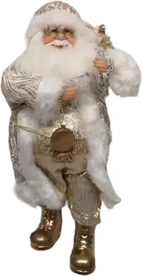 Kerstfiguur kunststof kerstman rudy 15x20x45cm crème