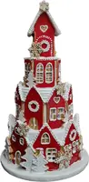 Kerstfiguur kunststof peperkoek villa led 13x13x22cm rood, wit kopen?
