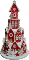 Kerstfiguur kunststof peperkoek villa led 13x13x22cm rood, wit kopen?