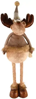 Kerstfiguur kunststof rendier uitrekbaar 20x25x100cm goud, bruin