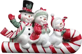Kerstfiguur kunststof sneeuwpoppen op zuurstokslee 21x6x13cm rood, wit kopen?