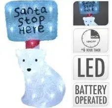 Kerstfiguur LED beer met LED-verlichting 35cm - afbeelding 1