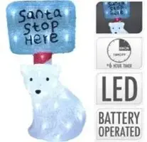 Kerstfiguur LED beer met LED-verlichting 35cm - afbeelding 1
