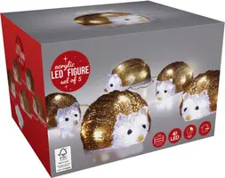 Kerstfiguur LED egel set van 5 stuks met 40 LED-lampjes - afbeelding 3