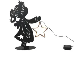 Kerstfiguur LED engel metaal met ster 44 lampjes 45cm - afbeelding 1